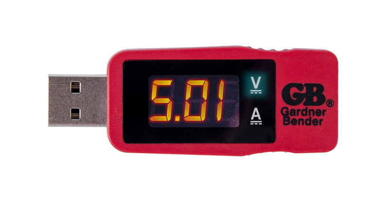 Gardner Bender GUSB-3450 Multimeter, Voltage, Current, Polarity USB Tester, Red