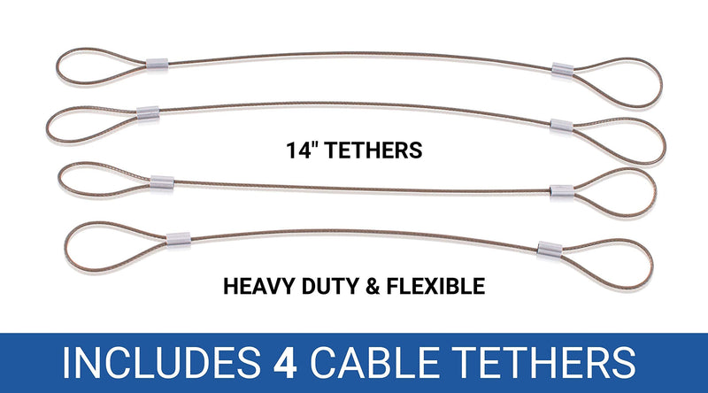 Universal CableTether - Cable Tethers (4 Pack) - Adjustable, Pre-Assembled, Secure Conference Display Adapters, Mac Adapters, VGA Adapters