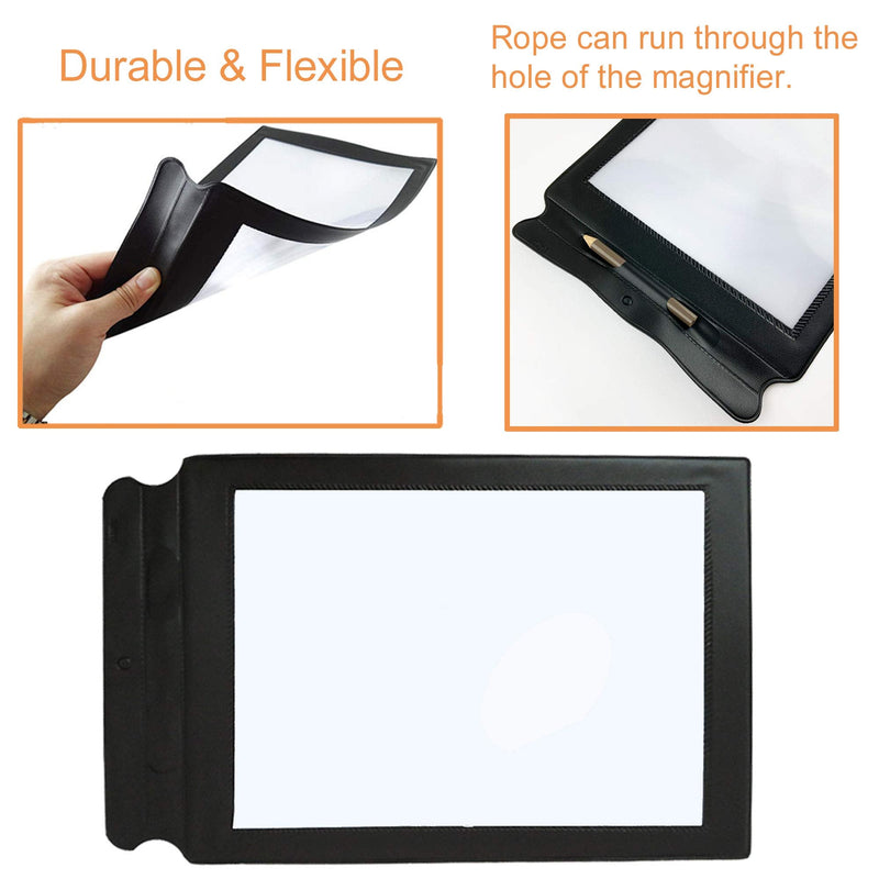 MagDepo Magnifying Sheet Flat Full Page Reading Magnifier with 1 Pencil and 1 Card Magnifier, Perfect Reading Aid for Elderly and People with Low Vision with card magnifier& pencil