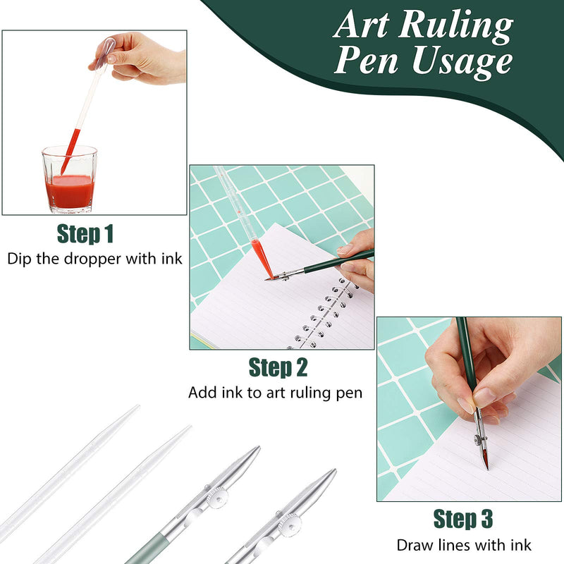 8 Pieces Art Ruling Pen Set Masking Fluid Pen with Glue Residue Eraser and 5ml Disposable Pipettes Droppers, Ruling Ink Pens Fluid Line Drawing Tool for Mounting Art Artists