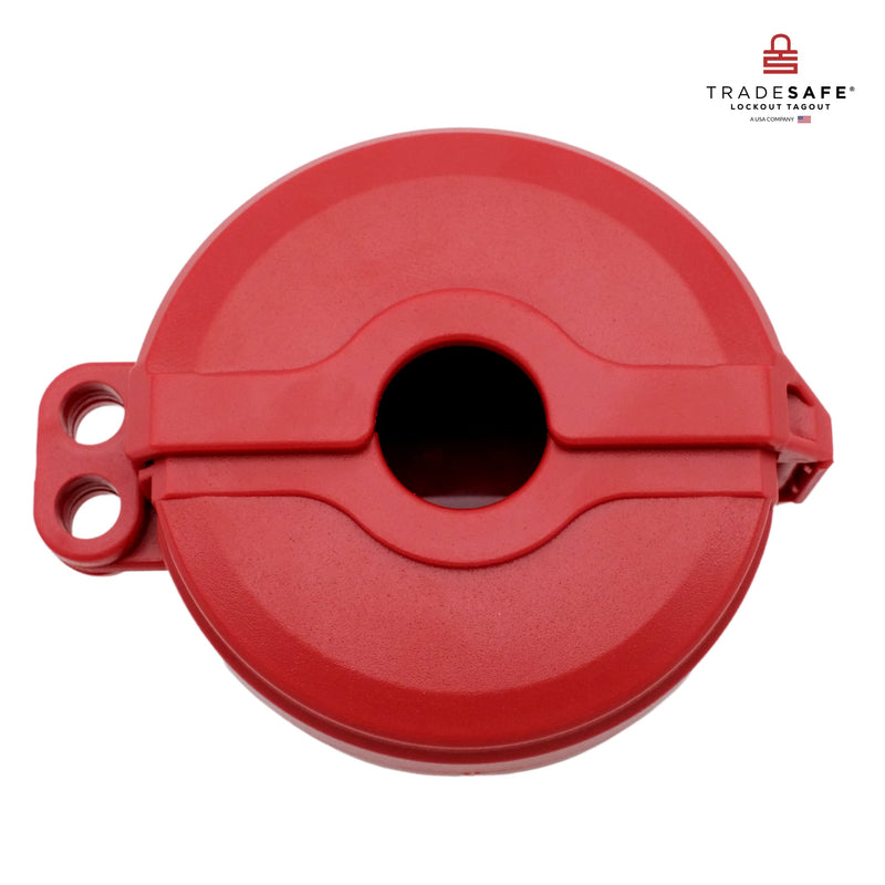 TRADESAFE Gate Valve Lockout Device, 1” to 2-1/2” Diameter Valve Handles, Red, Secure Water Faucet Lock and Propane Tank Lock, Tamper-Proof and Impact-Resistant 1" - 2-1/2" Red