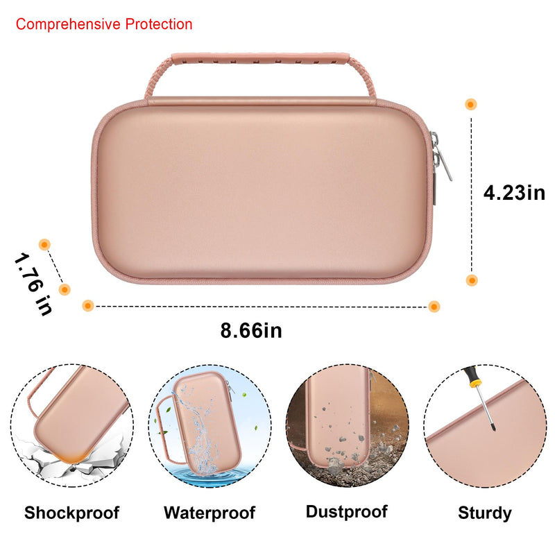 Elonbo Hard Travel Case for Texas Instruments TI-84 Plus CE/TI-84 Plus/TI-83 Plus CE Color Graphing Calculator, Extra Zipped Pocket fit Charging Cable Charger Manual. Rose Gold