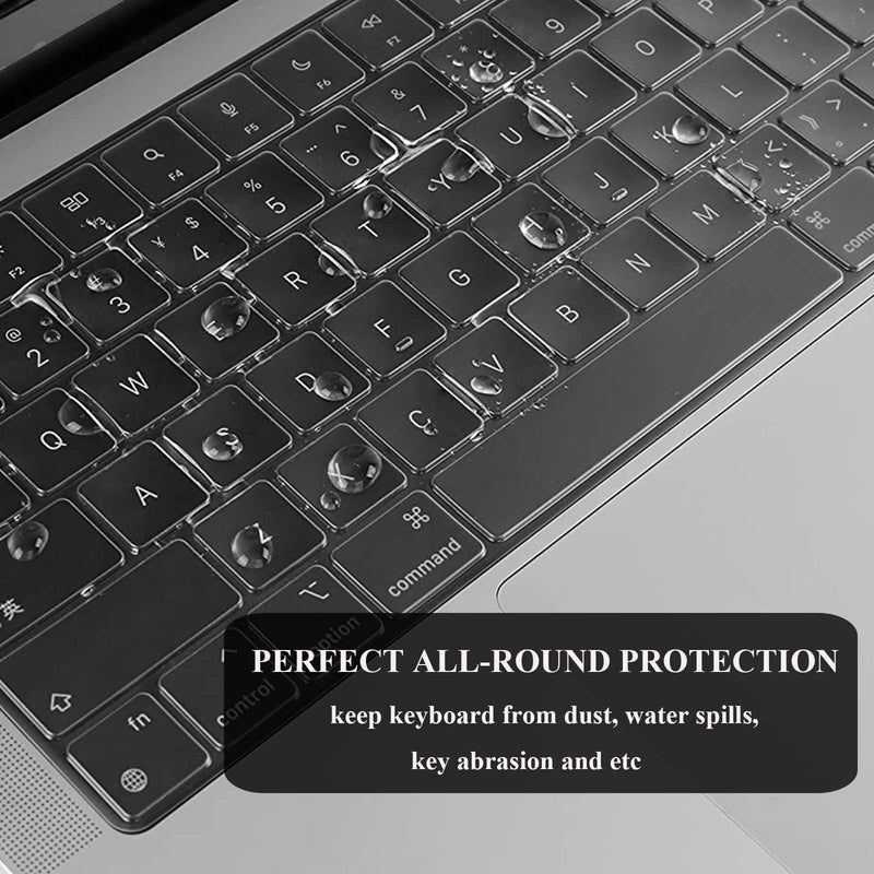 EooCoo Compatible for Newest MacBook Pro 14 Inch Case 2021 2022 Release A2442 M1 Pro M1 Max Chip, Hard Case with Keyboard Cover, Screen Protector - Crystal Clear MacBook Pro 14 inch Case Crystal Clear