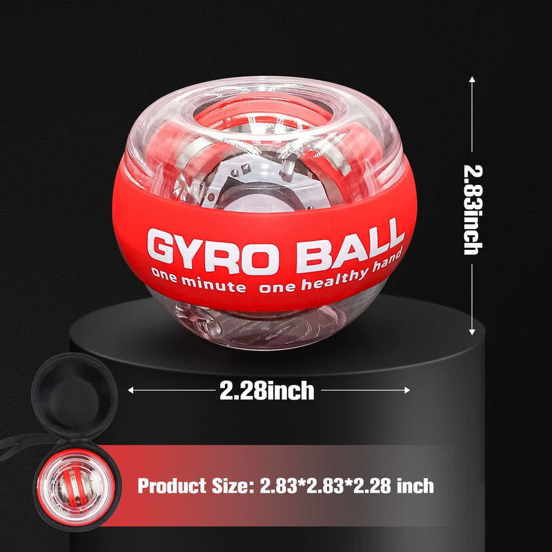 JIN BD Wrist Trainer Ball Auto-Start Wrist Strengthener Gyroscopic Forearm Exerciser Gyro Ball for Strengthen Arms, Fingers, Wrist Bones and Muscles Red