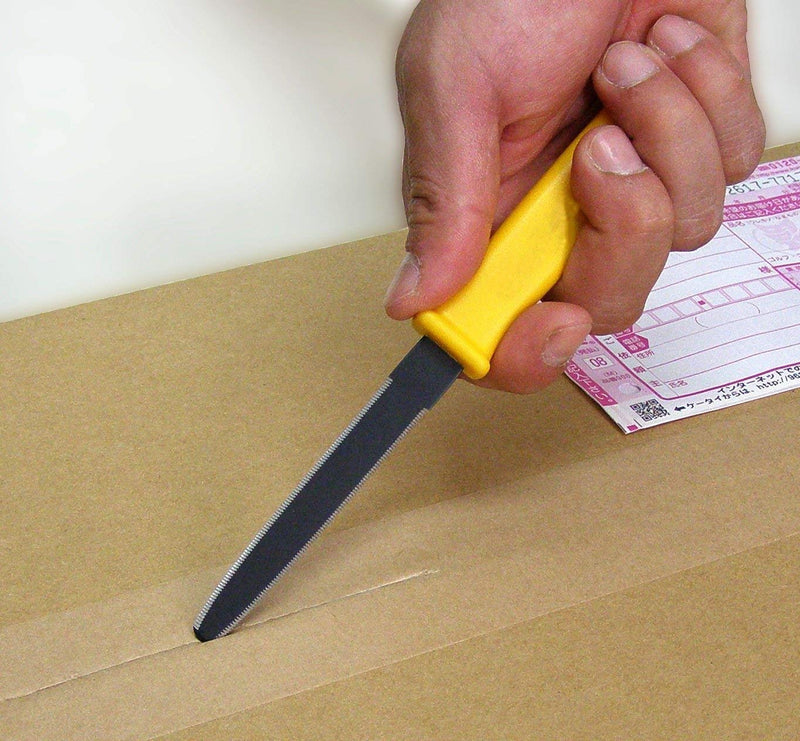 CANARY Corrugated Cardboard Cutter Dan Chan, Safety Box Cutter Knife [Non-Stick Fluorine Coating Blade], Made in JAPAN, Yellow (DC-190F-1) (Bulk 5 pcs)