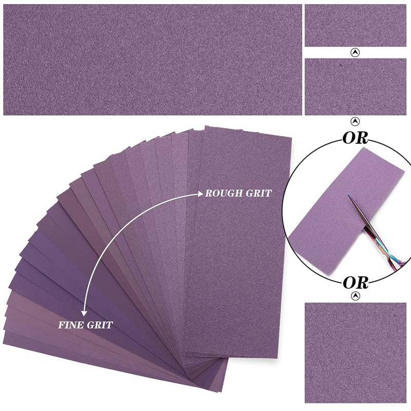 Sandpaper 120 to 3000 Grit,Wet Dry Sanding Sheets,High Performance Ceramic Abrasive Sand Paper for Wood Furniture Finishing,Metal Grinding,Automotive Polishing,9 x 3.6 Inch,Purple,60PCS 120-3000 Grit