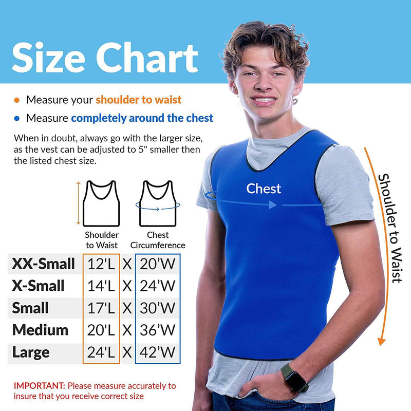 Special Supplies Sensory Compression Vest Deep Pressure Comfort for Autism, Hyperactivity, Mood Processing Disorders, Breathable, Form-Fitting, Kids and Adults (Blue, Large 24x42 inches) Blue Large (Pack of 1)