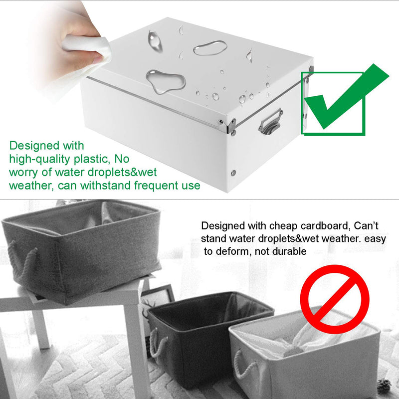 SEEKIND Decorative Storage Boxes with Lids,Water-Proof Storage Bins for Toys,Shoes,Clothes,Office … C-White
