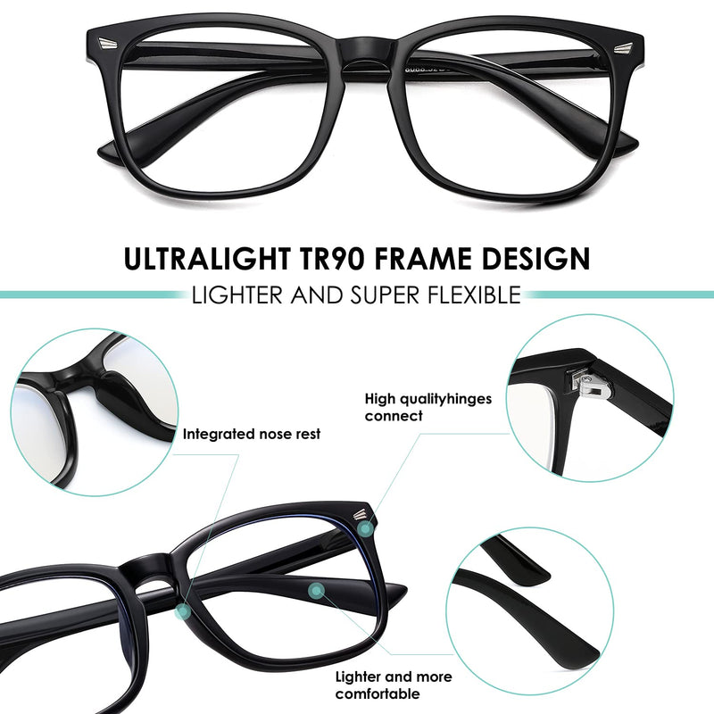Blue Light Blocking Glasses - Women/Men 3Pack Computer Reading Gaming Anti Eyestrain Blue Light Glasses Non Prescription A1 Black+douhua+toumin