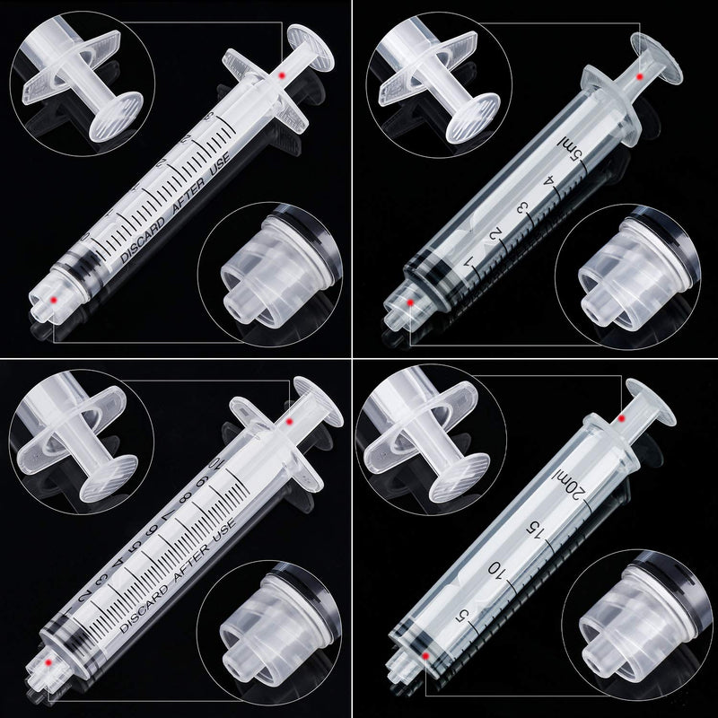 20 Pack Syringe Luer Lock, Syringe Without Needle, Plastic Curved Syringes for Epoxy Resin, Craft, Scientific Labs, Feeding Pets Animals, Oil or Glue Applicator(3 ML, 5 ML, 10 ML, 20 ML)