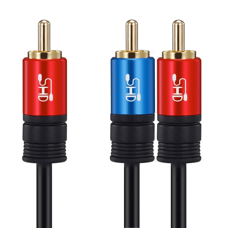 SHD RCA to 2RCA Subwoofer Cable Audio Cable 2RCA to 1RCA Bi-Directional RCA Y Adapter Premium Sound Quality Dual Shielded with Gold Plated Connectors-20Feet 20Feet