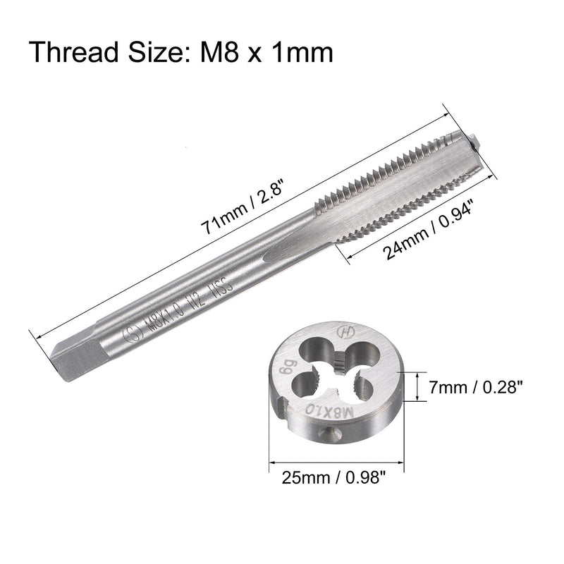 sourcing map Metric Tap M8 x 1mm Thread Cutting Die Alloy Tool Steel