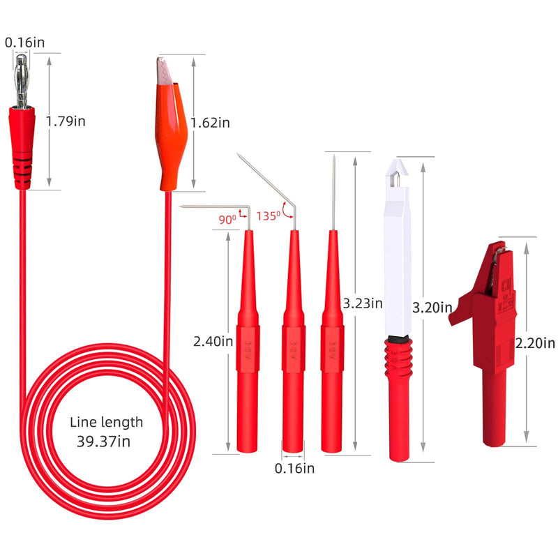 Goupchn Back Probe Kit 30PCS Banana Plug to Copper Alligator Clip Automotive Test Leads Set with Alligator Clips, Wire Piercing Probes, 15PCS 30V Back Probe Pins for Car Repairing Diagnostic 5 Colors P1920B