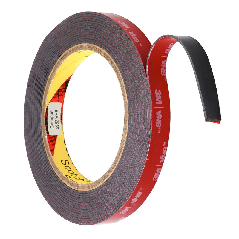 3M VHB Heavy Duty Mounting Tape 5952, 0.5" width x 5yd length (1 Roll) (4 Pack (1 Roll)) 1 Pack (1 Roll)