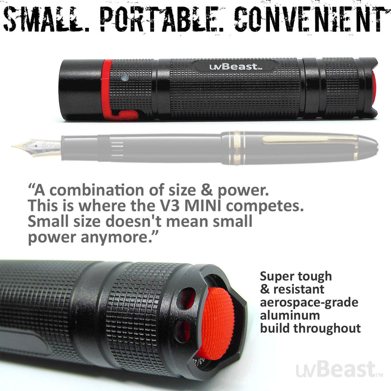 uvBeast NEW V3 365nm MINI - Black Light UV Flashlight – HIGH DEFINITION Ultraviolet - Rechargeable 18650 USB-C Quick charge Port - Professional Grade HIGH POWER UPGRADED LED – USA Stock