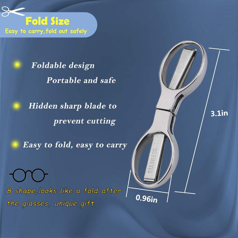 2Pcs Folding Scissors,Safe Portable Travel Scissors,Stainless Steel Telescopic Cutter Used for Home Office, Safety Portable Travel Trip Scissors Non-hangable Scissors