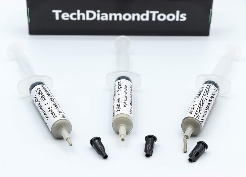 TechDiamondTools Kit of 3 Diamond Polishing Compound Polishing Paste 2000 4000 8000 Grit for Marble Glass Metal Rock Jewelry Resin Silver Gemstone with High Concentration of Diamond Powder USA Made 8000 4000 2000 grit