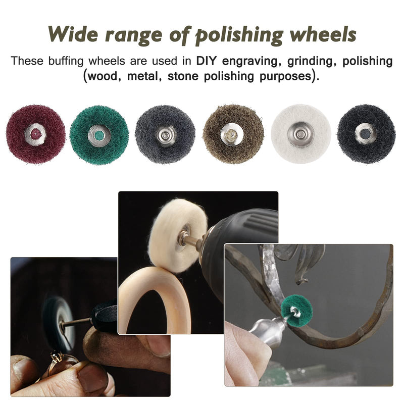 Gueenky Pack of 60 Abrasive Polishing Discs, Grit 80/150/240/320/600/1000, Polishing Accessories for Dremel Rotary Tools