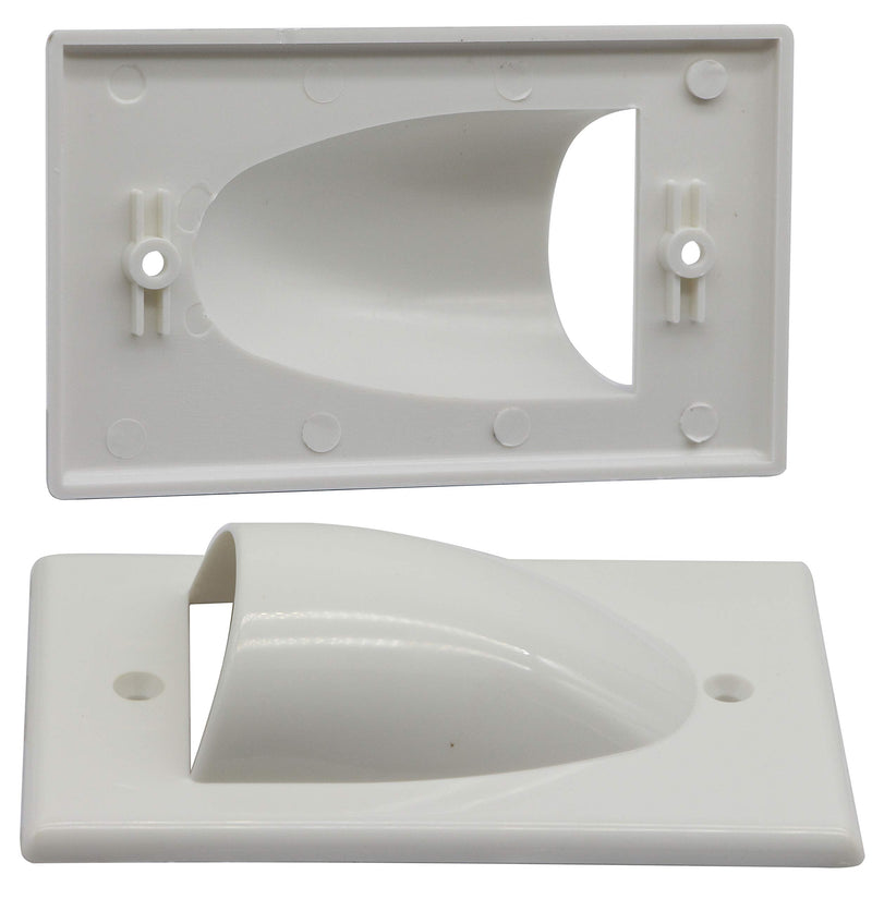 zdyCGTime Bulk Nose Faceplate Wall Plate for Cabling 1 Gang Cable Plate Internal Management Convex Audio Video Cable Pass Through Nose Plate White (2 Pack)