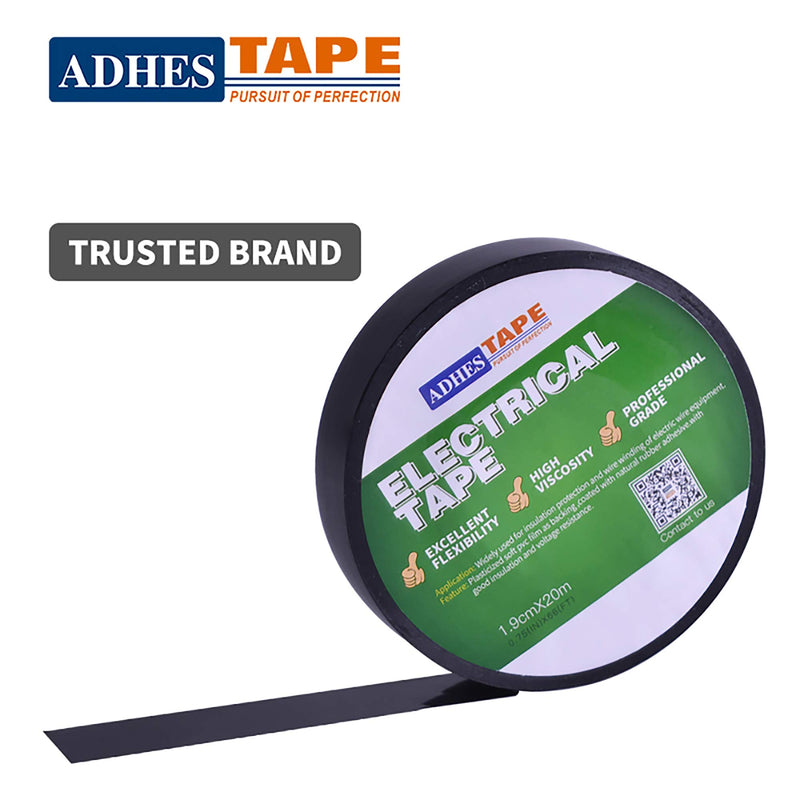 ADHES Electrical Tape Black Electric Tape Strong Adhesive Pass UL Certification 0.75inch by 65.6feet Pack of 5Rolls