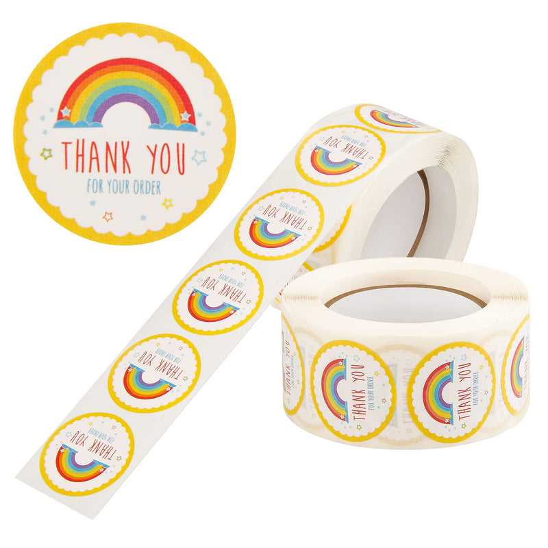 Thank You Stickers Roll Rainbow Stickers, Boutique Supplies, Envelope Seal Stickers, 500PCS Thank You for Supporting My Small Business Labels