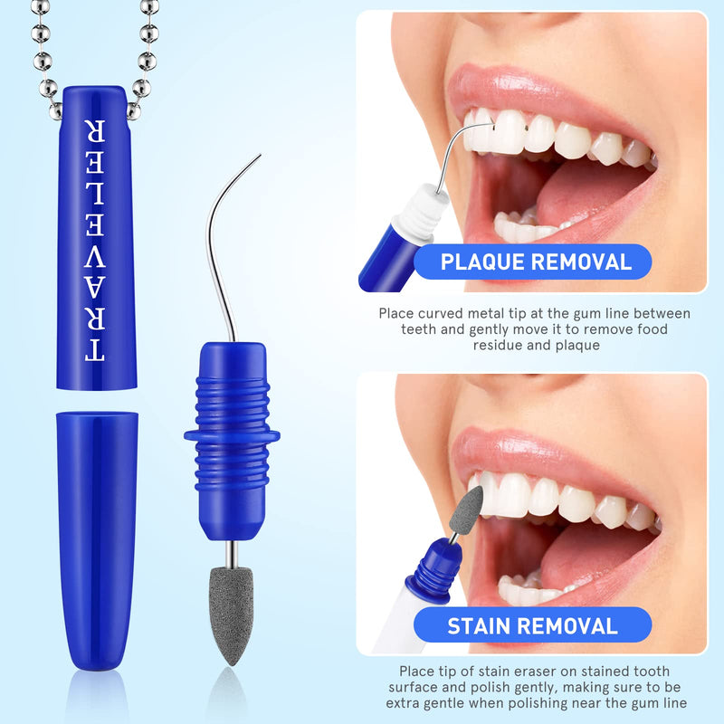 Healifty Dental Tools To Remove Plaque and Tartar, 2pcs Mini Travel Teeth Cleaning Tools, Stainless Steel Dental Hygiene Oral Care Kit with Plaque Remover, Tartar Scraper, with Chain