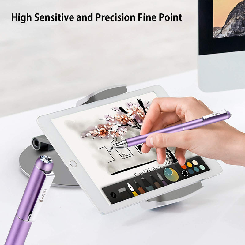 Stylus Pens for Touch Screens, Yacig Sensitivity Capacitive Stylus Pen Universal Multi-Stylus Pen for iPad iPhone Tablets Samsung Galaxy All Universal Touch Devices (Purple) Purple