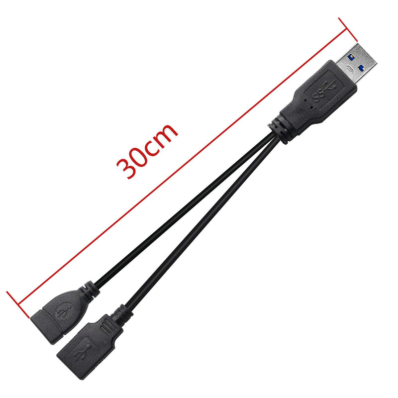 GINTOOYUN USB 3.0 Splitter Cable,USB Type A 3.0 Male to 3.0 Female and 2.0 Female Y Extension Splitter Cable for PC,Laptop,Length 30cm