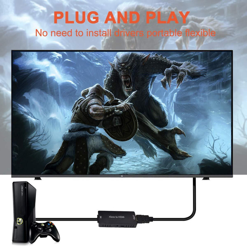 Xbox 360 HDMI Converter, Xbox 360 to HDMI Converter HD Link Cable for Xbox 360, Xbox 360 to HDMI Support 720P / 1080P. Compatible with Xbox 360 and Xbox 360 Slim.