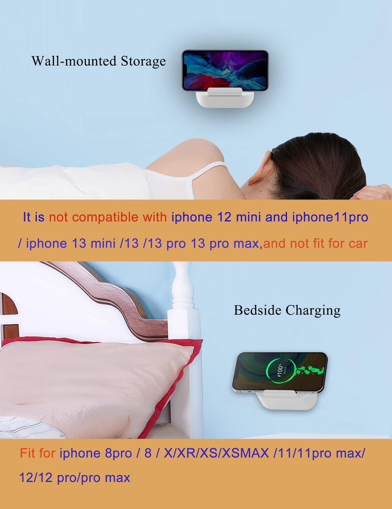 Phone Wall Mount for Magsafe Charger Bedside Phone Holder Compatible with Magsafe Accessories Fit for iPhone 12/12 Pro/ 12 Pro Max(Charger Not Included) (White) White