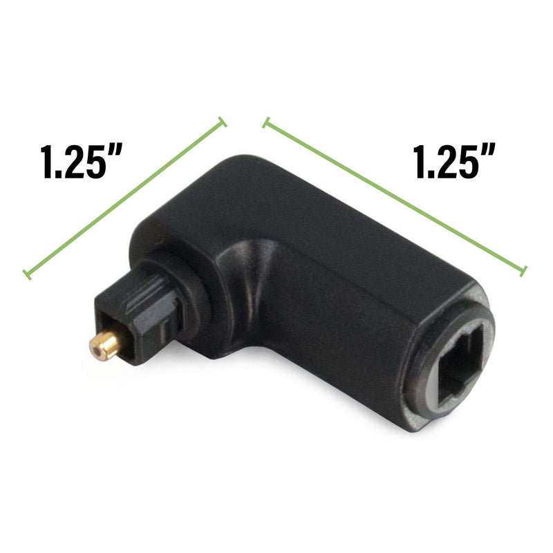 C2G 90Âº Optical Audio Cable Adapter - Right Angle Adapter Rotates 360Âº For Connecting Toslink Optical Cables In Tight Spaces - Gold Plated Plugs With Strong Outer Shell For Durability - 40016, Black, 2 x 3 x 1 inches