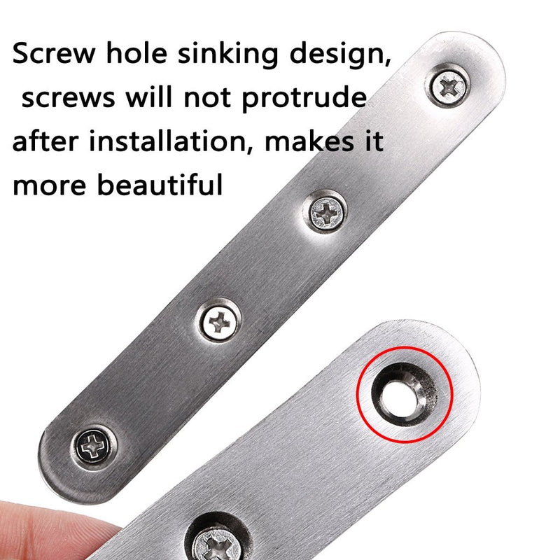 Sumnacon 8 Pcs Stainless Steel Flat Plates - 5 Inch Heavy Duty Mending Plate Straight Corner Brace Brackets Connector Furniture Repair Fixing Joint with Screws, Silver