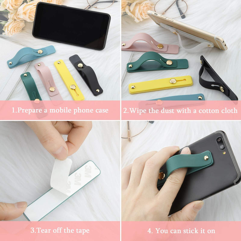 6 Pieces Phone Grip Holder Cell Phone Grip Strap Telescopic Phone Finger Strap Stand Universal Finger Kickstand for Most Smartphones, 6 Colors (Chic Colors) Chic Colors