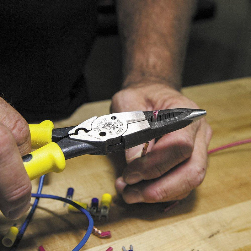 Klein Tools J207-8CR Needle Nose Pliers are All-Purpose Linesman Pliers for Crimping, Looping, Cutting, Stripping, Crimping, Shearing Crimper