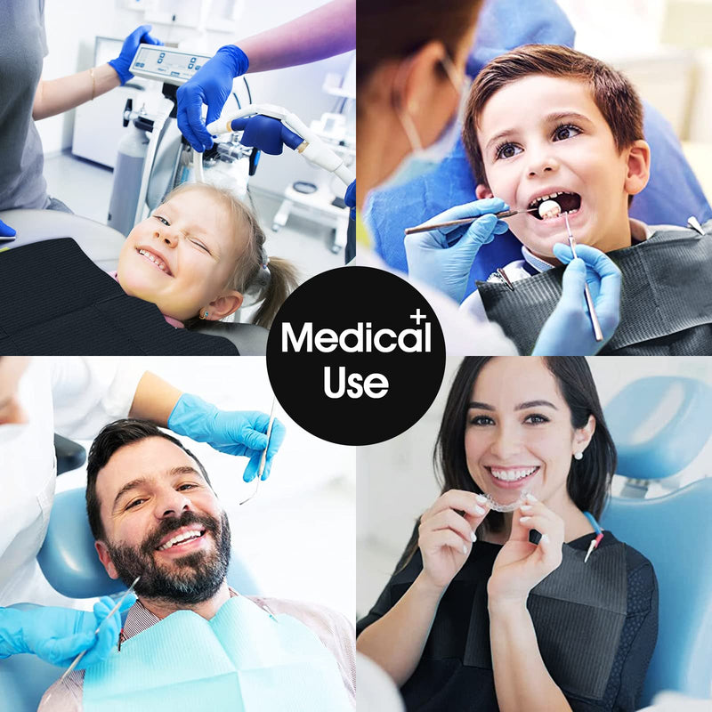 Emalla Pack of 50 dental bibs, black, disposable dental bibs, waterproof tattoo bibs, 33 x 45 cm tattoo covers, multi-purpose for tattoo accessories, dental treatment, one size fits all