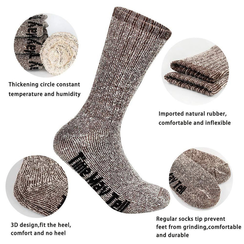 Time May Tell Mens Merino Wool Hiking Cushion Socks Pack (2/4 Pair ,6-13 Size) 2brown,light Grey,dark Grey(4 Pairs) 9.5-13