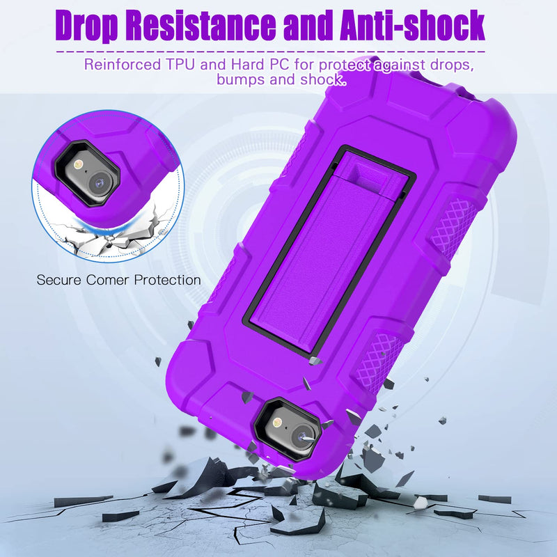 ZoneFoker for iPod Touch 7th Generation Case, iPod Touch 6th / 5th Generation Case Heavy Duty Shockproof Rugged Cover for Apple iPod Touch 7/6/5 Generation Case Purple…