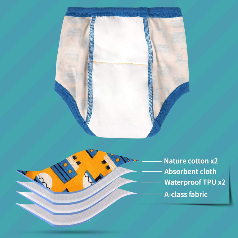 MooMoo Baby 8 Packs Toddler Training Underwear for Boy and Girls Strong Absorbent Cotton Training Pants 2-6T Blue 2T