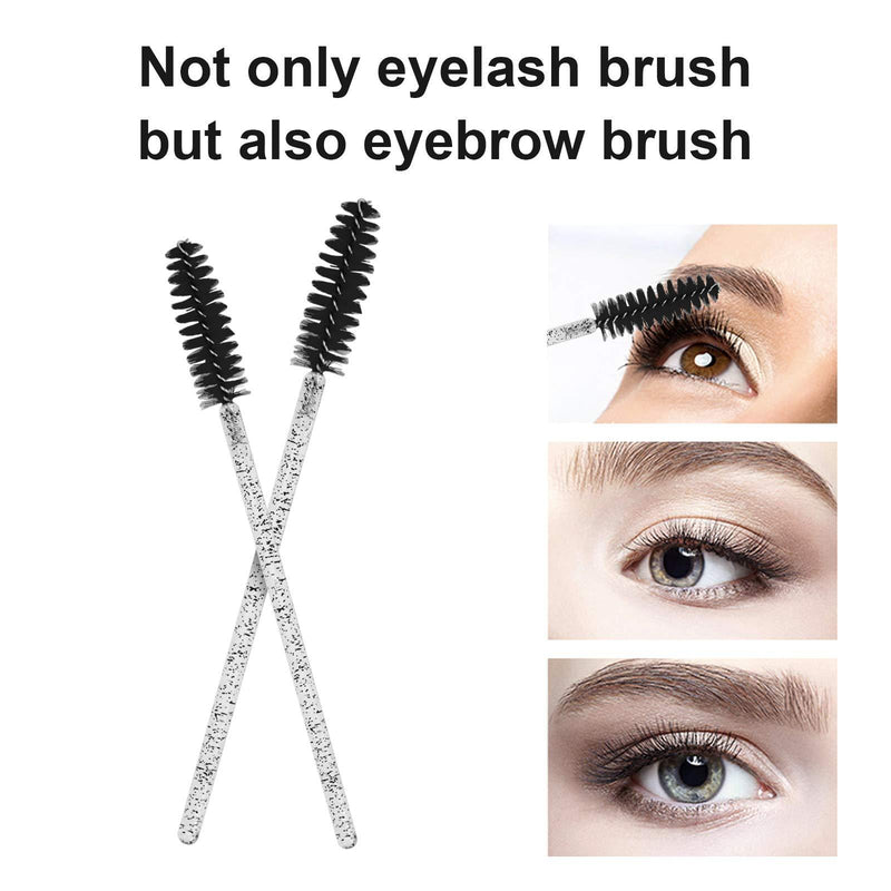 CHEFBEE 100PCS Disposable Eyelash Brush, Mascara Wands Makeup Brushes Applicators Kits for Eyelash Extensions and Eyebrow Brush with Container (Black) Black