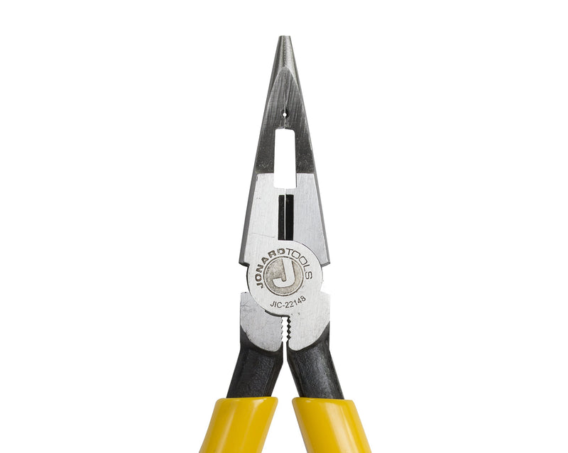 Jonard JIC-22148 Combo Crimper Long Nose Plier with Yellow Plastic Handle, 6-7/8" Length