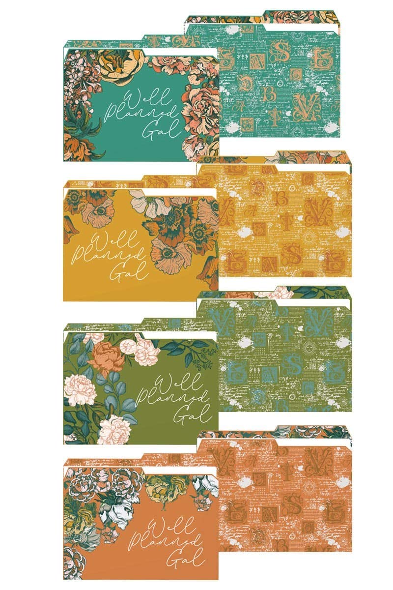 Well Planned Gal Floral Reversible File Folders, 4 Pack