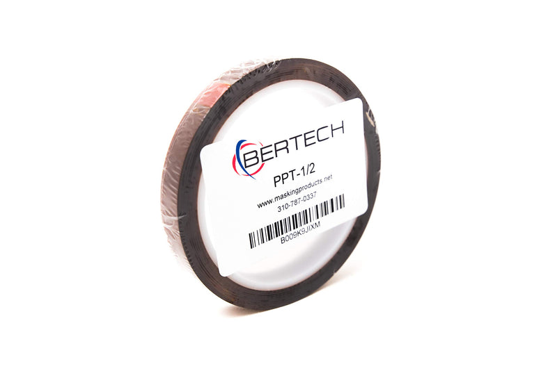 Bertech High-Temperature Masking Tape 0.5" Wide x 36 Yards Long