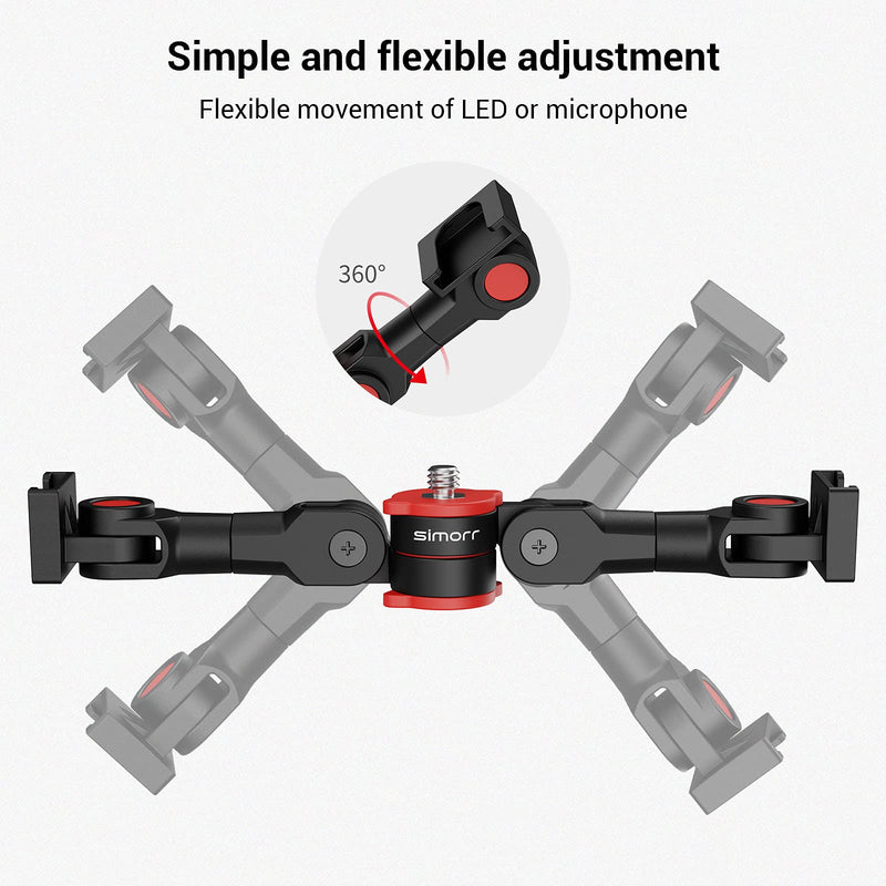 SmallRig Cold Shoe Mount Adapter Rotatable Dual Cold Shoe Extension Bracket Hot Shoe Mount Adapter for Led Light/Microphone 3483B