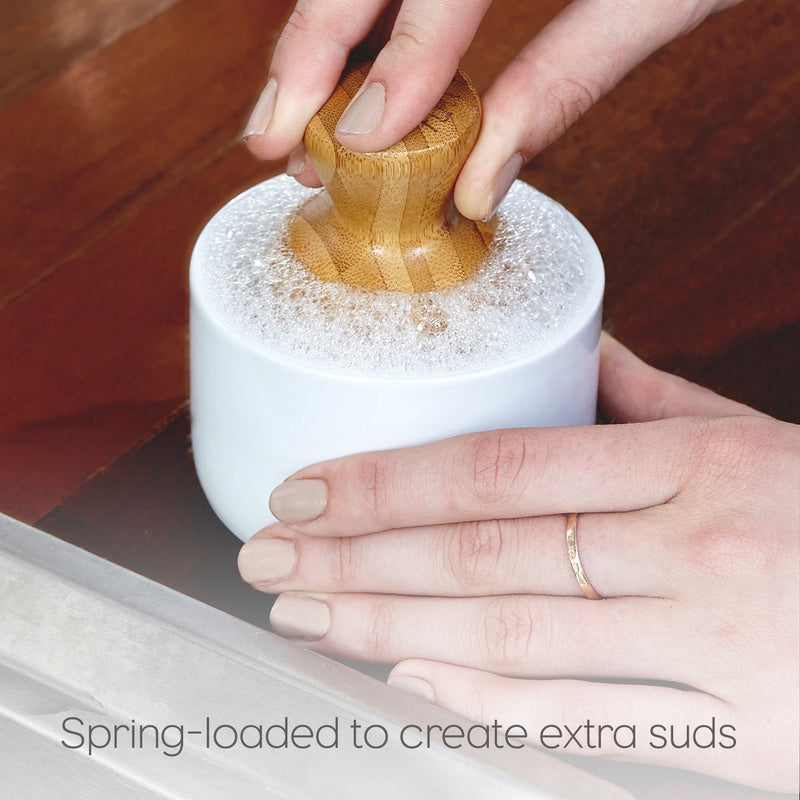 Full Circle Bubble Up Ergonomic Bamboo Handle, Dish Brush + Dispenser, Green