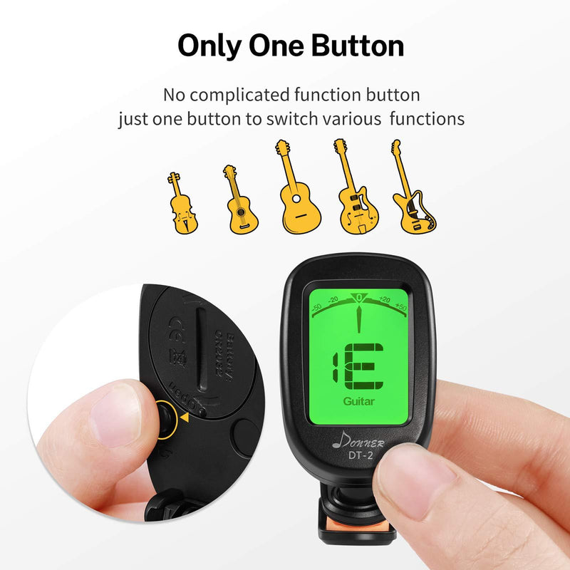 Donner Ukulele Guitar Tuner Clip on-Accurate Chromatic, Acoustic Guitar Bass Violin Tuner DT-2
