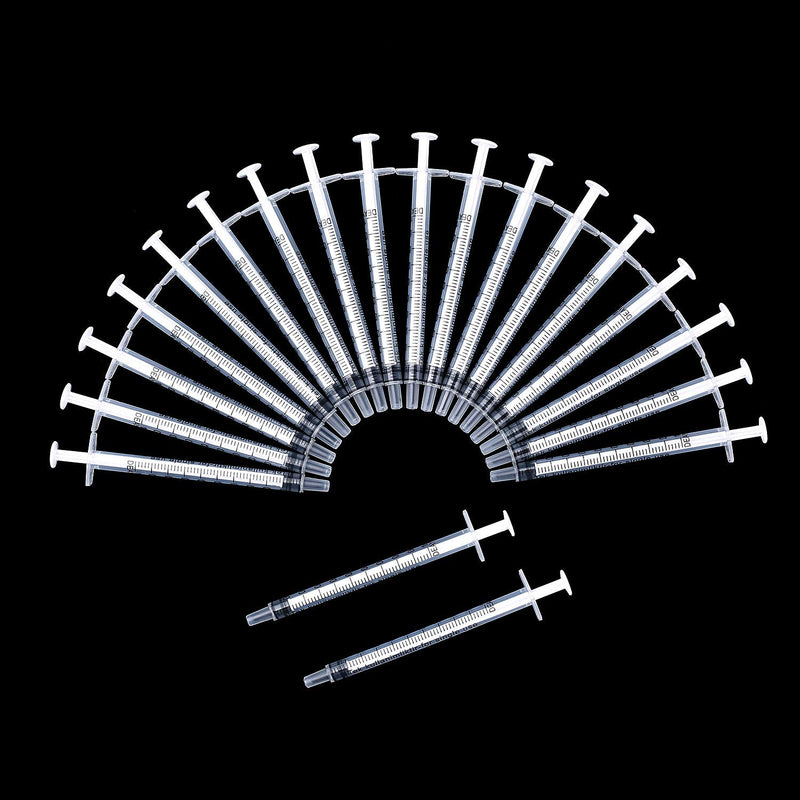 20 Packs Plastic Syringe with Measurement, Suitable for Measuring, Watering, Refilling (1 ml) 1 ml