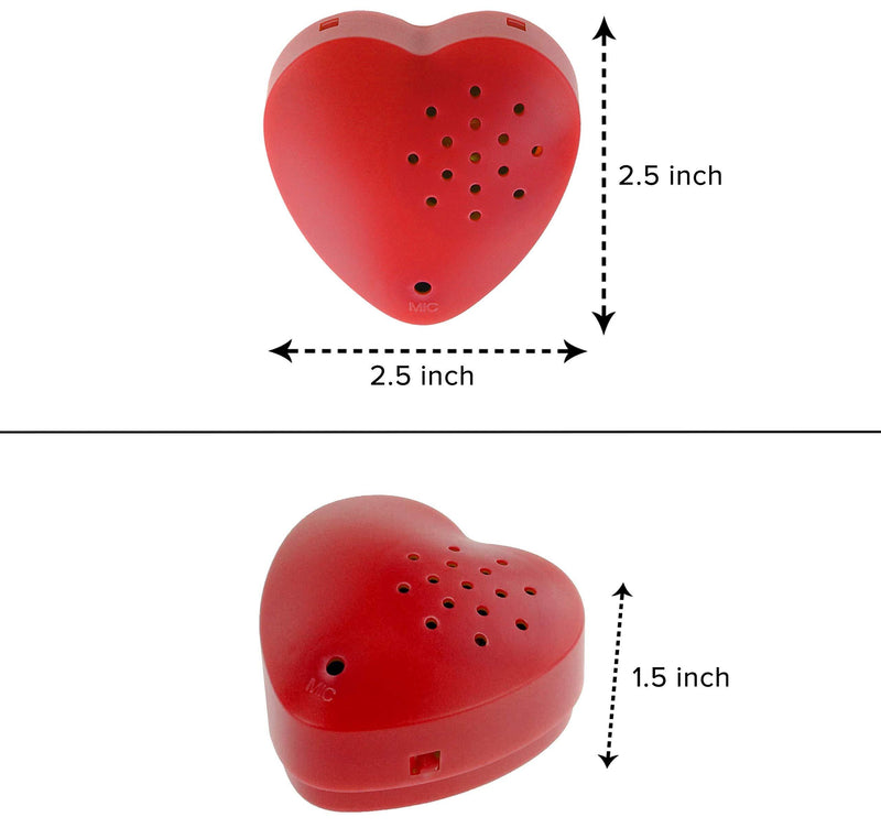 1 Pack, Inventiv 30 Second Voice Sound Recorder Module for Plush Toy, Stuffed Teddy Bear Animal Recordable Heart, Record Custom Messages (Red) Red - 1pack