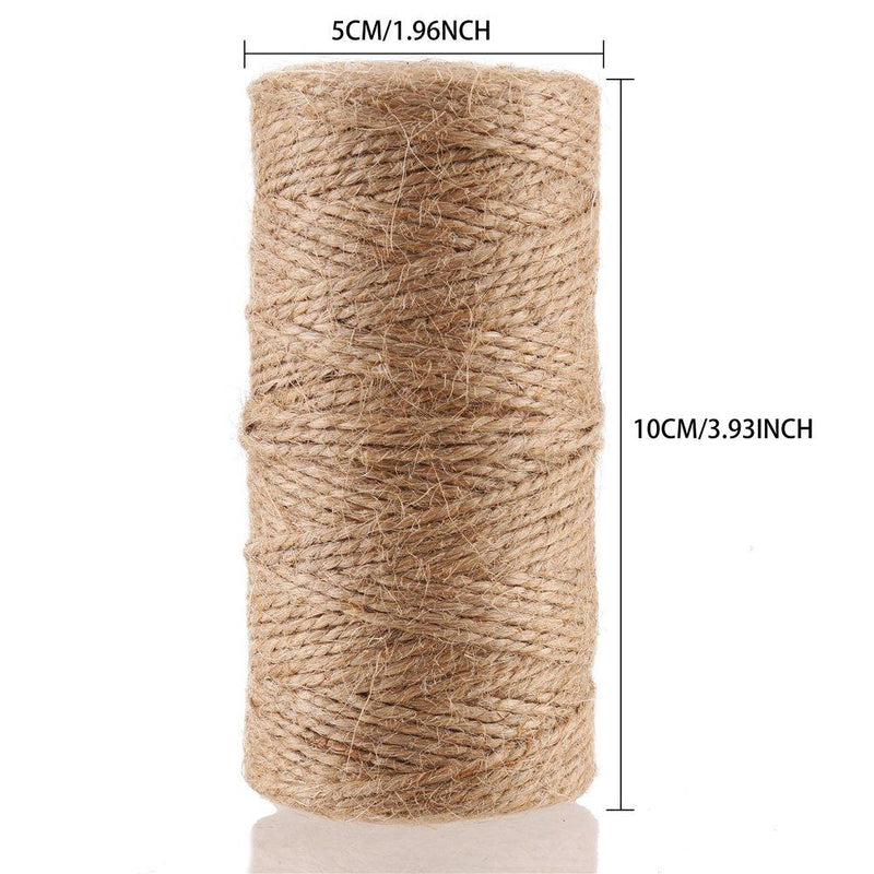 CCINEE Natural Jute Twine 328 Feet Burlap Rope String for DIY Crafts, Festive Decoration, Gift Wrapping and Gardening Applications 2mm(2 Ply) 2 mm