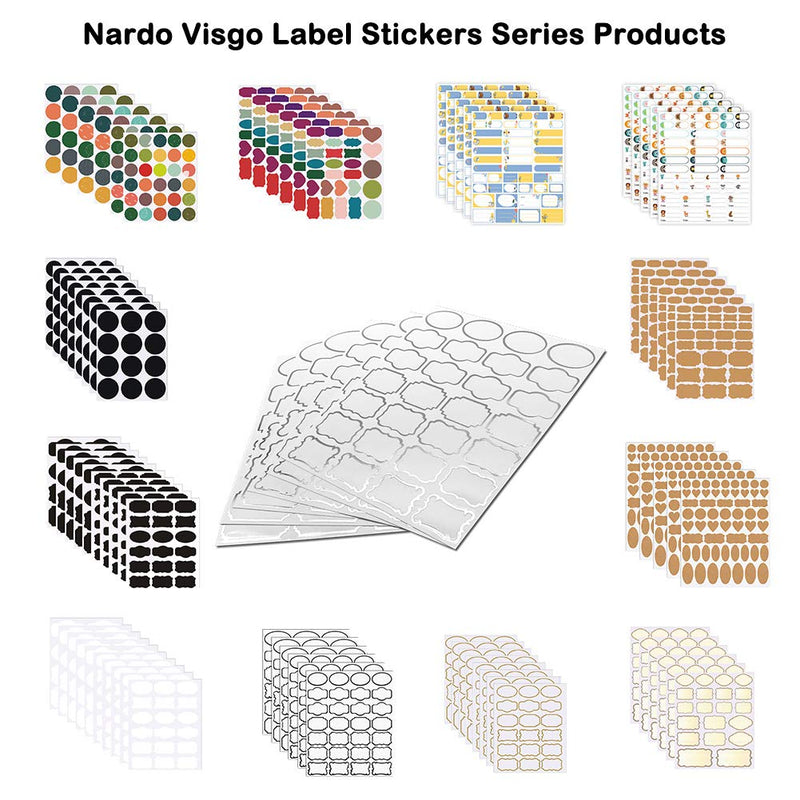 Nardo Visgo Colored Chalkboard Labels: 168 Premium Stickers + 2 Chalk Markers-Waterproof Removable Reusable Chalkboard Stickers,Perfect for Decorating Your Mason Jars Pantries Crafts and Offices