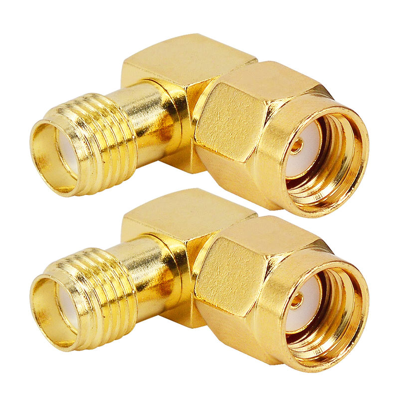 BOOBRIE SMA Female to RP SMA Male 90-Degree Adapter 2PCS